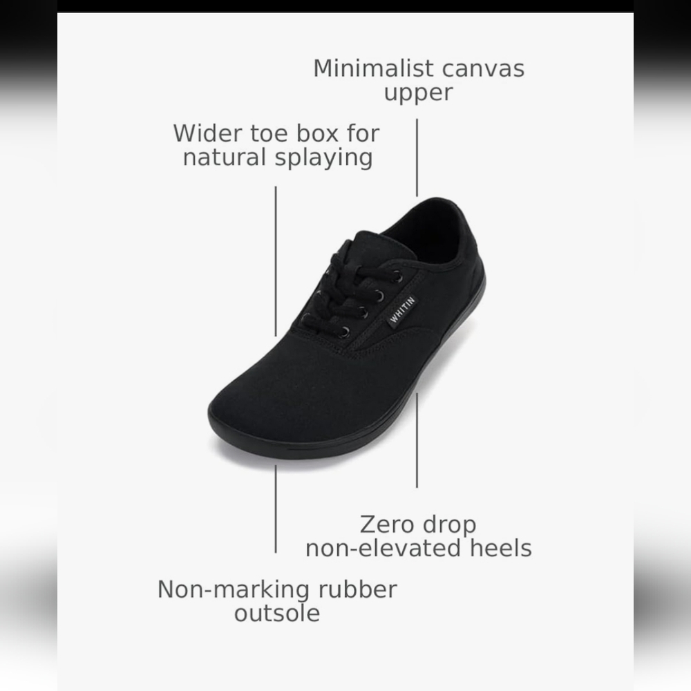 WHITIN Men's Wide Canvas Barefoot Sneakers | Zero Drop Sole | Minimalist Size 7* - Picture 9 of 11